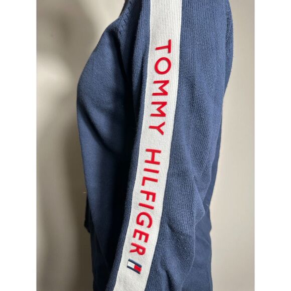 Vintage y2k Tommy Hilfiger Blue Logo Sweater Fits Size XL - Picture 3 of 6
